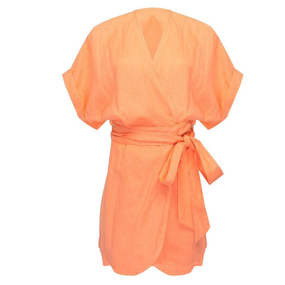 Patina Wrap Dress Bright Orange