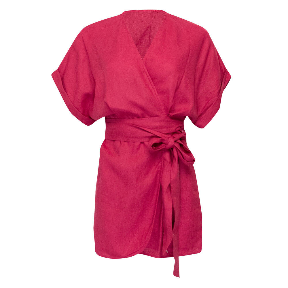 Patina Wrap Dress Cranberry Dark Pink