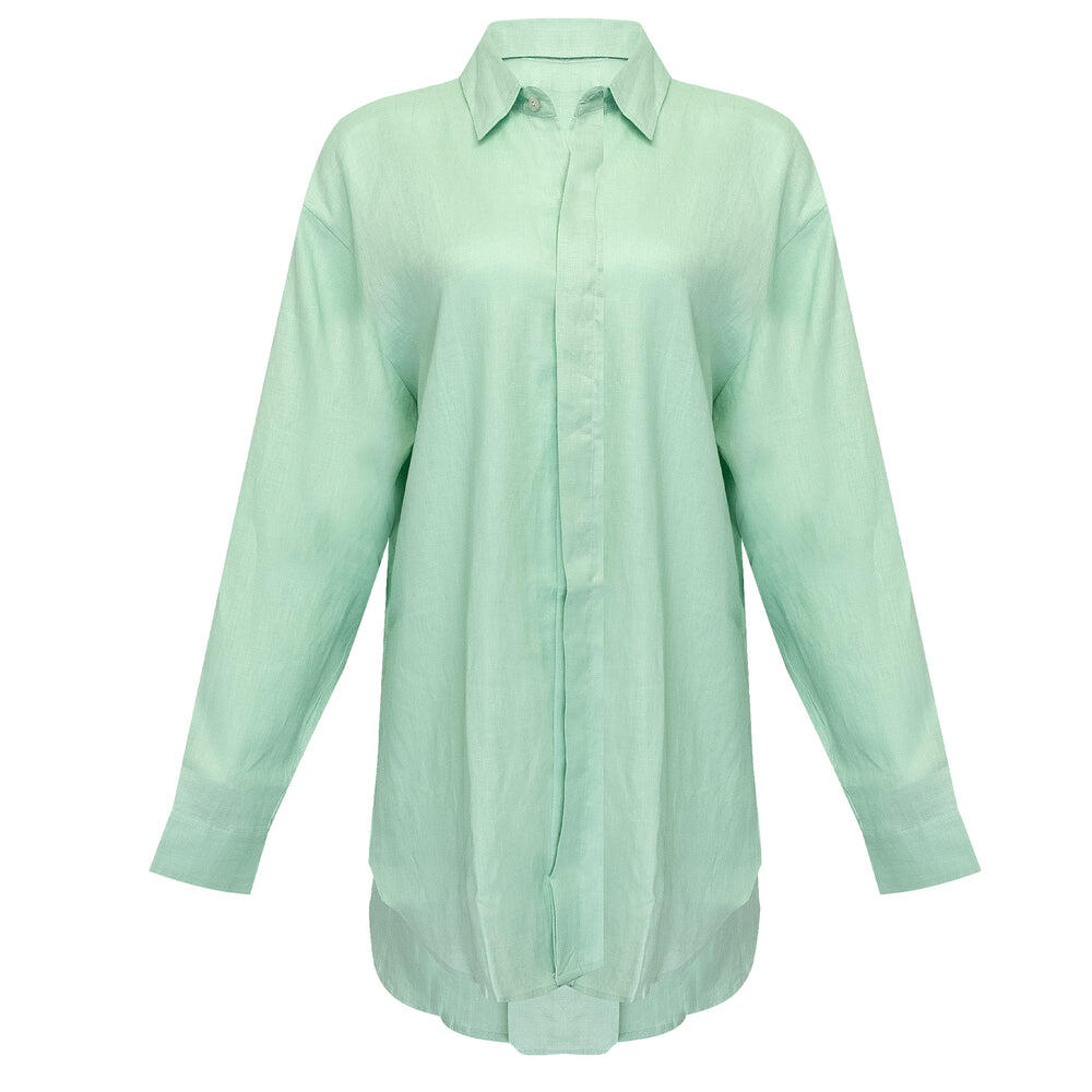 Shelly Beach Shirt Dress Mint Green