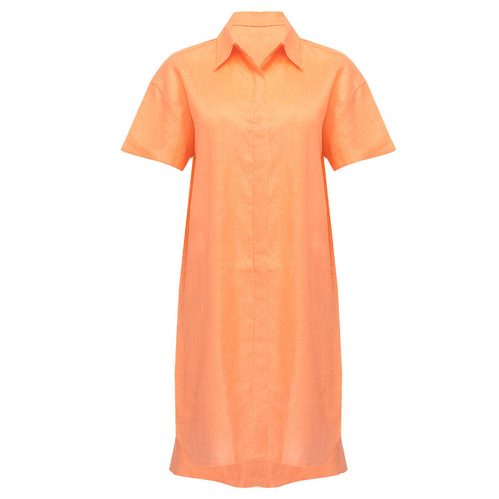 Sun Shirt Dress Long Bright Orange