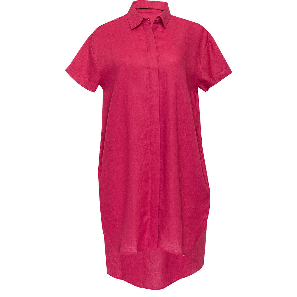 Sun Shirt Dress Long Cranberry Dark Pink