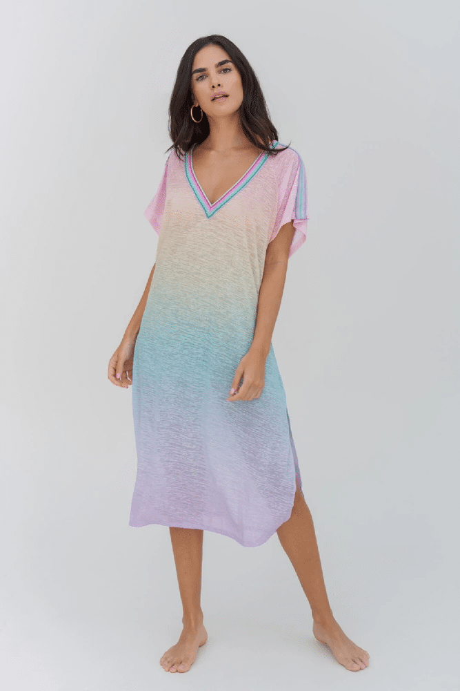 Ombre Rainbow V-Back Dress Pastel