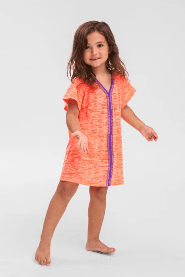 Kids Beach Cover Up in Coral