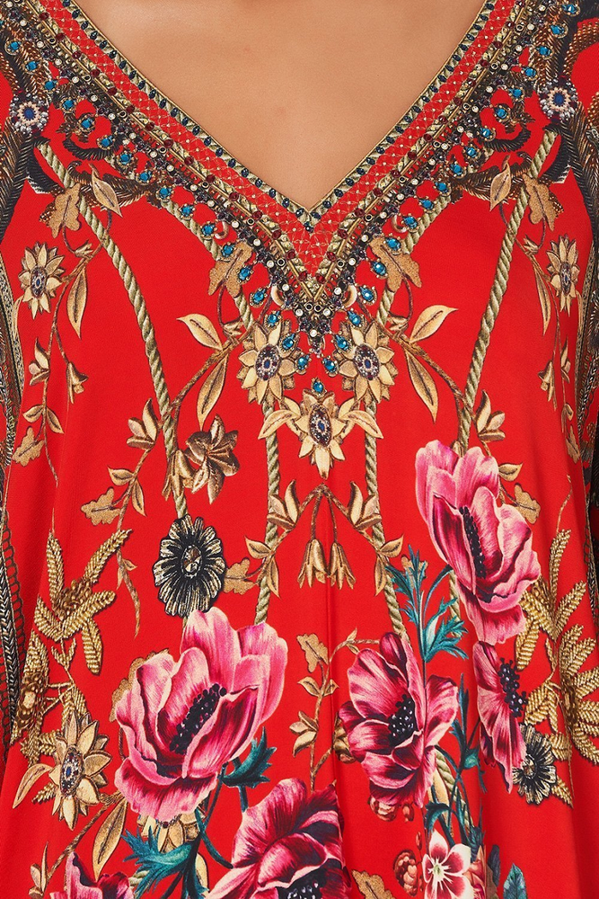 designer tunic dress in red