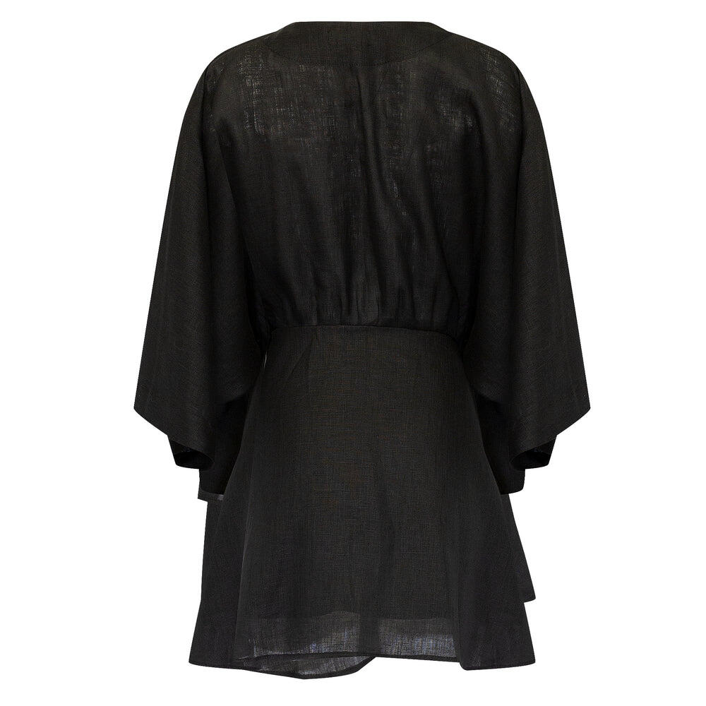 Short Dress Linen Black