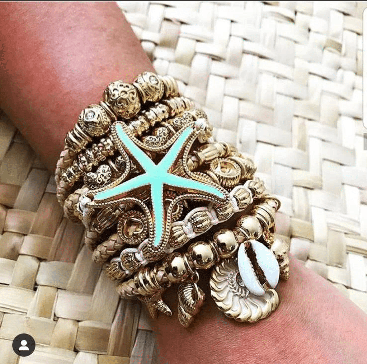 Gold Set Turquoise Starfish Bracelet