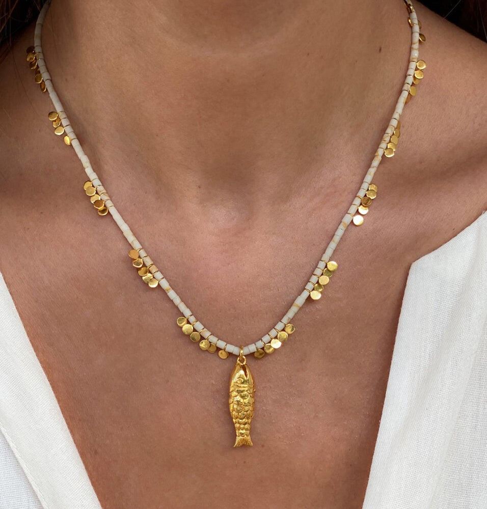 Gioia White Gold Fish Necklace