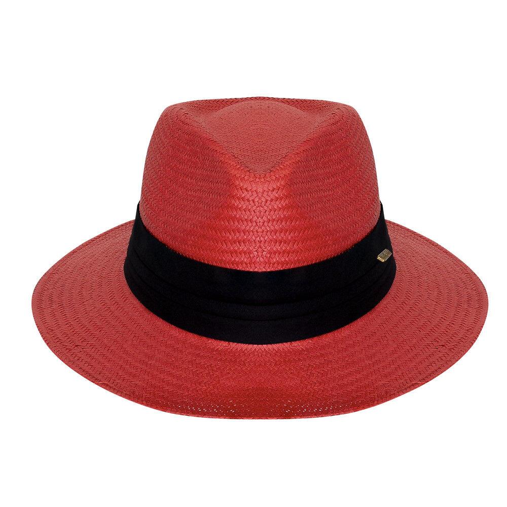 Panama Hat Red With Black Band