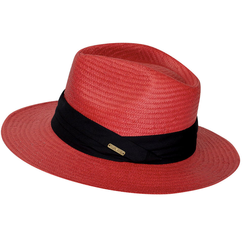 Panama Hat Red With Black Band