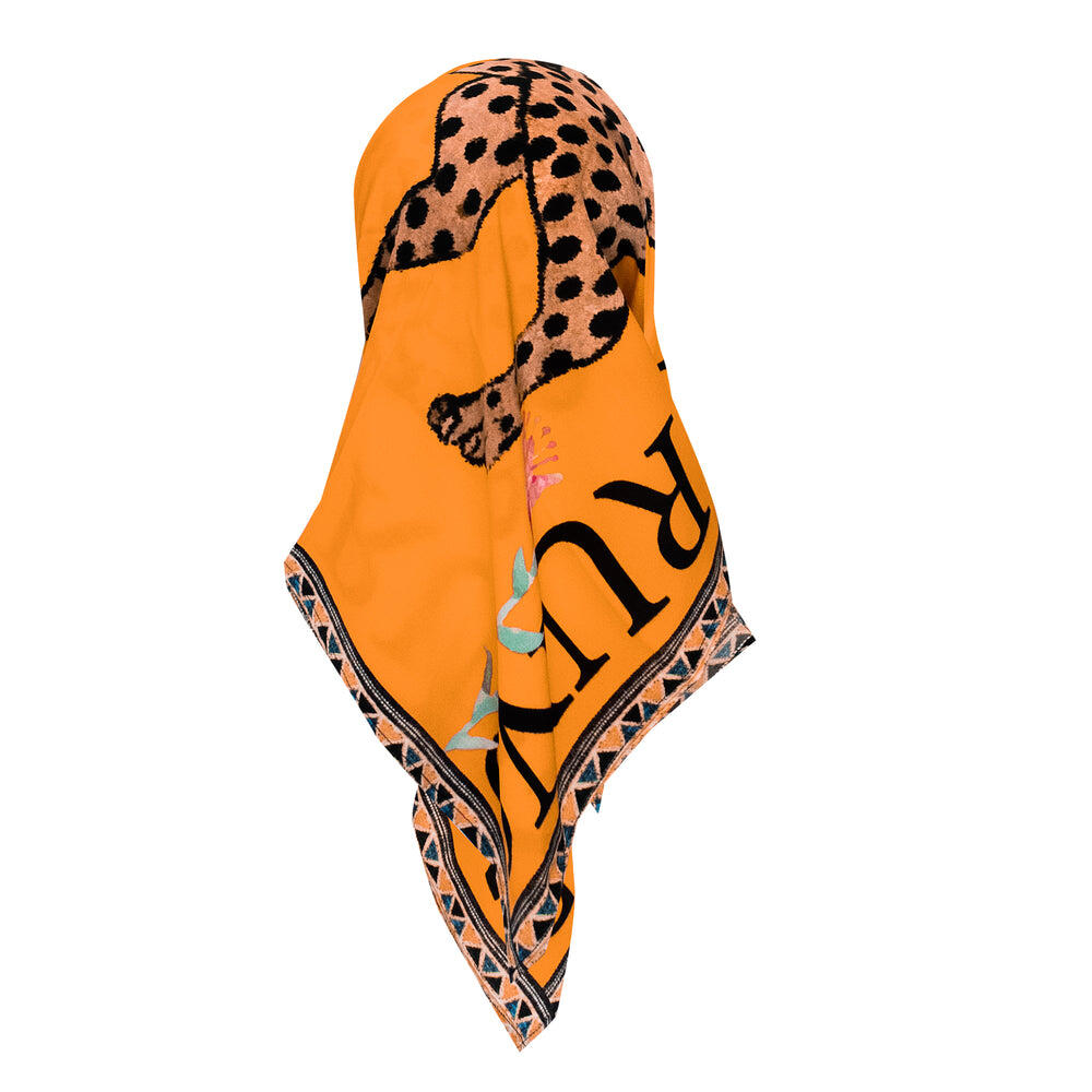 Venice Leopard Silk Twilly Scarf Orange