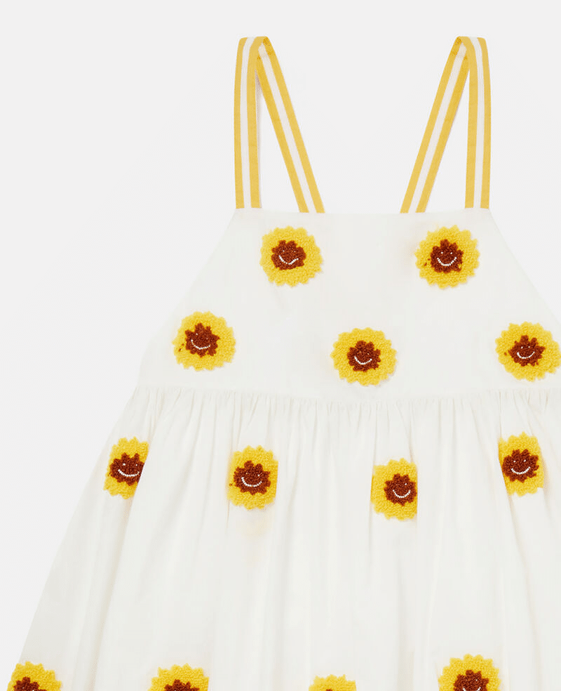 Girls Sunflower Woven Dress White/Yellow