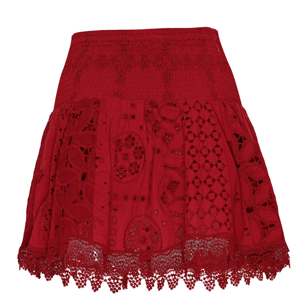 Alaska Linen Blouse And Pomona Skirt Red