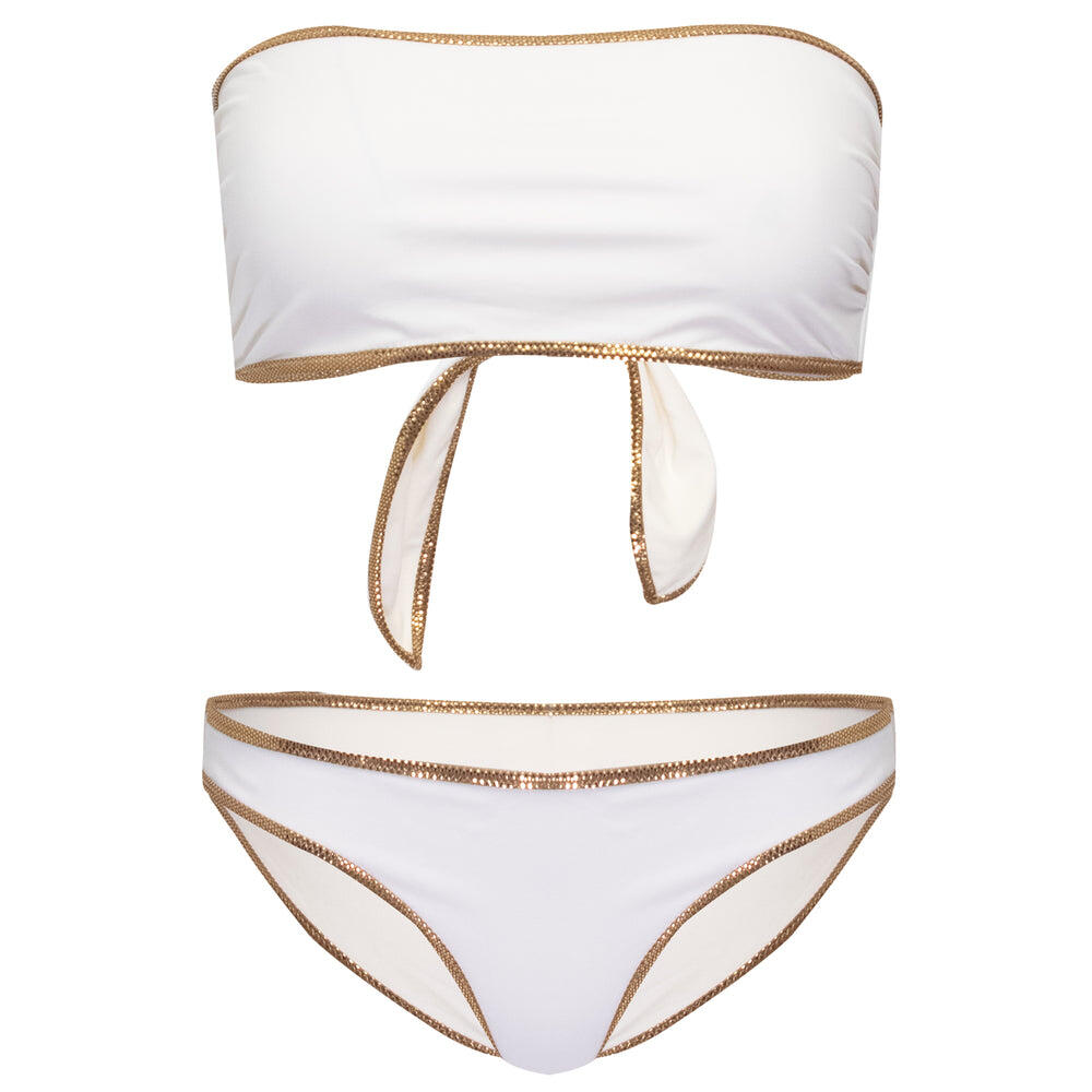 Hampton Bandeau Reversible Bikini Set White/Ivory