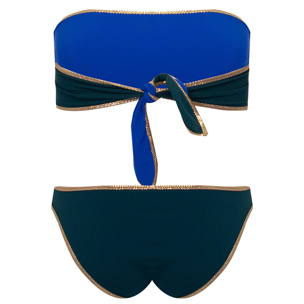 Hampton Bandeau Reversible Bikini Set Dark Green/Blue