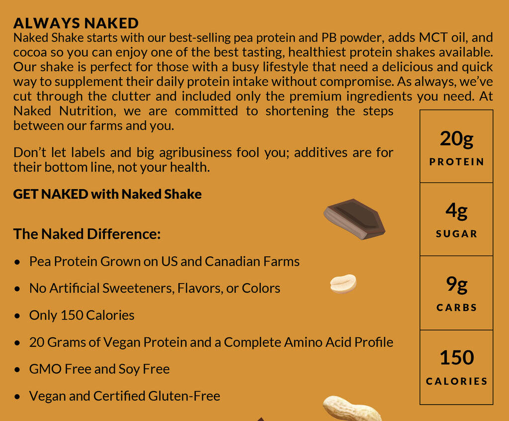 Chocolate Peanut Butter Protein Shake | Naked Shake - 30 Servings