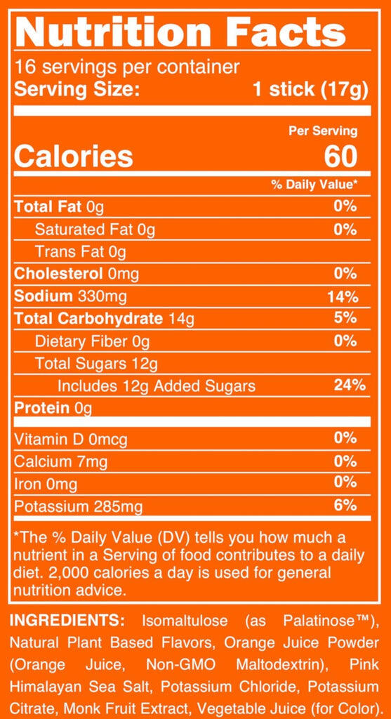 electrolyte drink nutrition facts