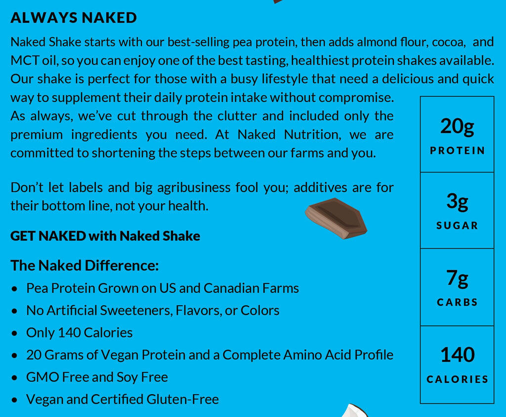 Chocolate Coconut Almond Protein Shake | Naked Shake - 30 Servings