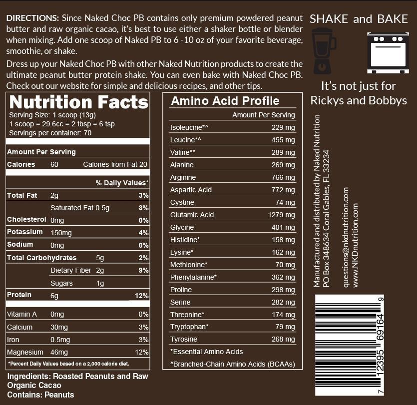 Powdered Peanut Butter + Organic Cacao | Naked Choc PB - 2lb