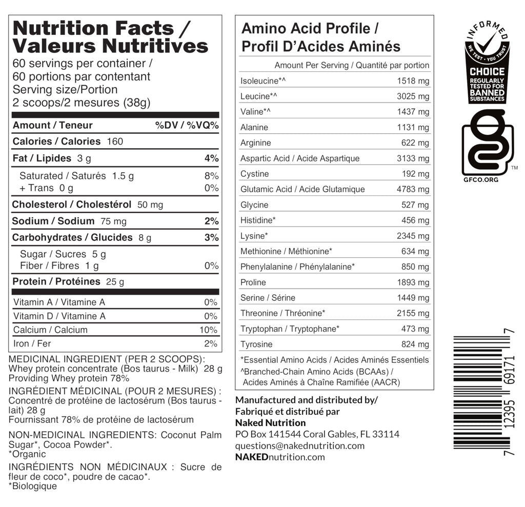 chocolate grass fed whey nutrition facts