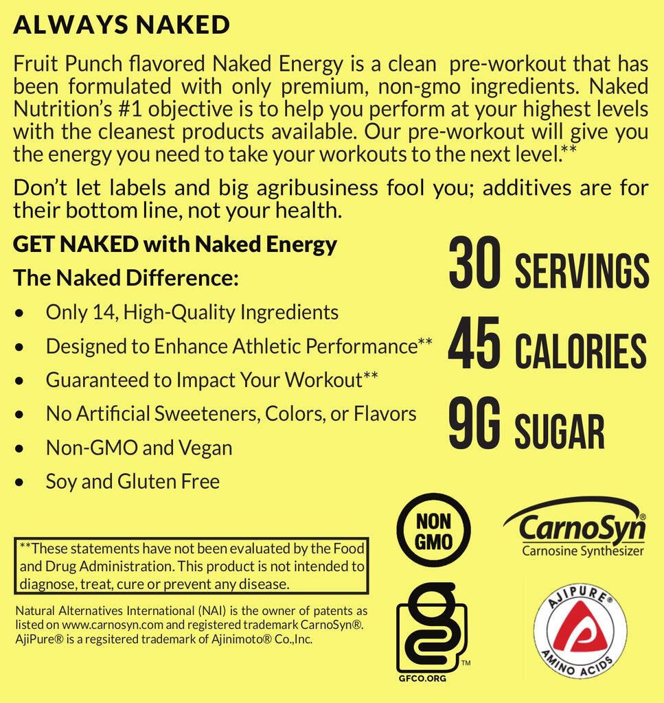 Fruit Punch Pre Workout Supplement, Vegan & No GMO - Naked Energy – Naked  Nutrition Canada