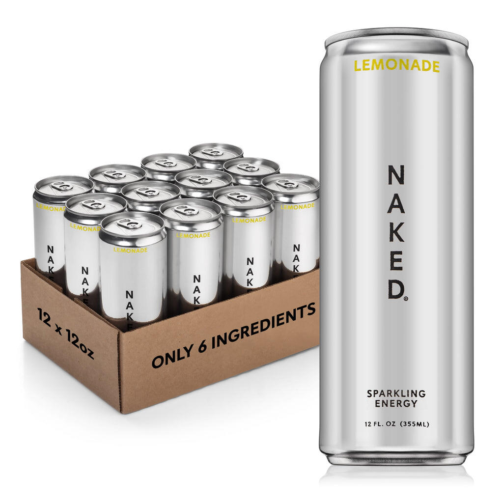 Lemonade Naked Sparkling Energy | Clean Energy Drink - 12 Cans