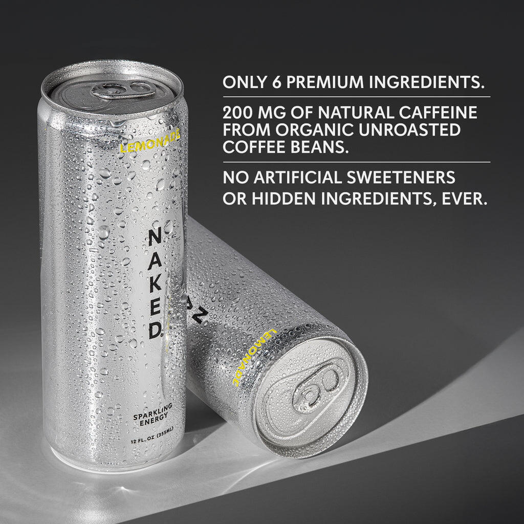 Lemonade Naked Sparkling Energy | Clean Energy Drink - 12 Cans
