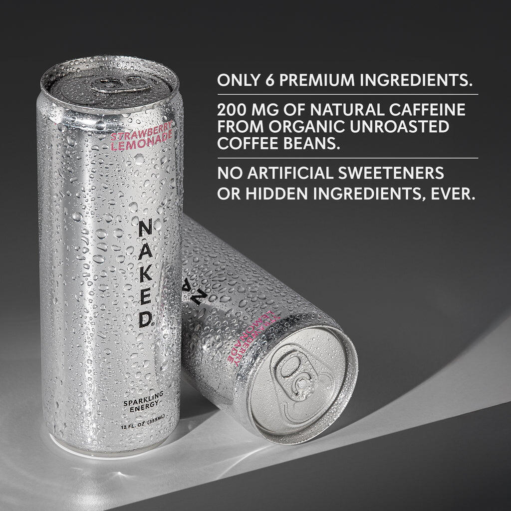 Strawberry Lemonade Naked Sparkling Energy | Clean Energy Drink - 12 Cans