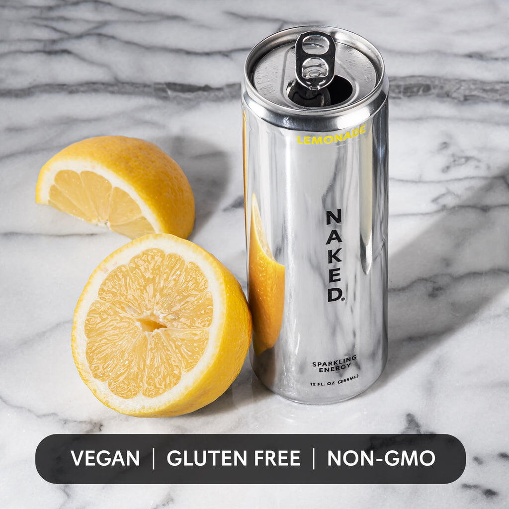 Lemonade Naked Sparkling Energy | Clean Energy Drink - 12 Cans