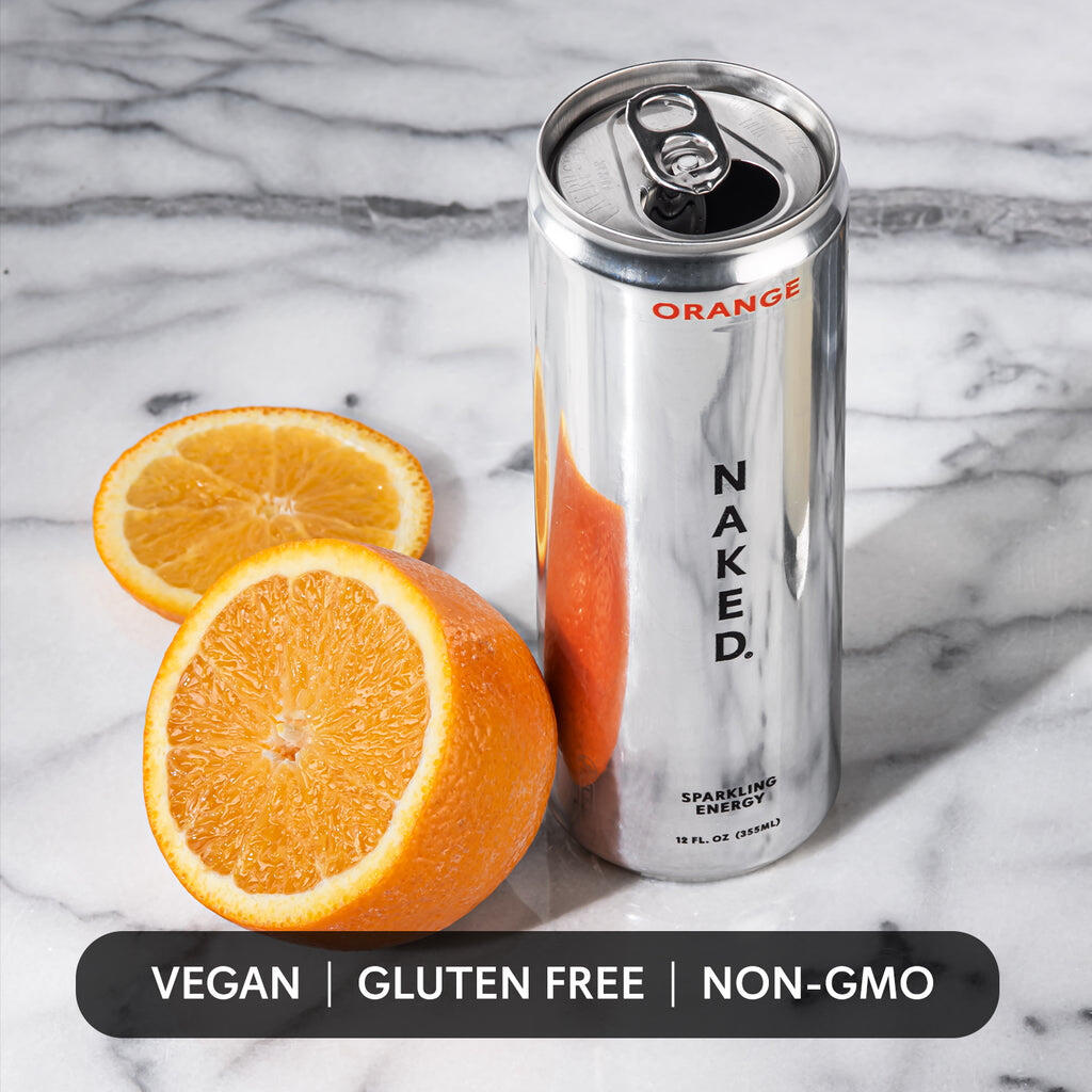 Orange Naked Sparkling Energy | Clean Energy Drink - 12 Cans
