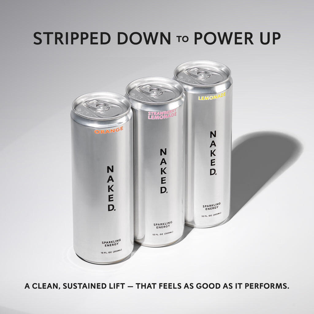 Lemonade Naked Sparkling Energy | Clean Energy Drink - 12 Cans