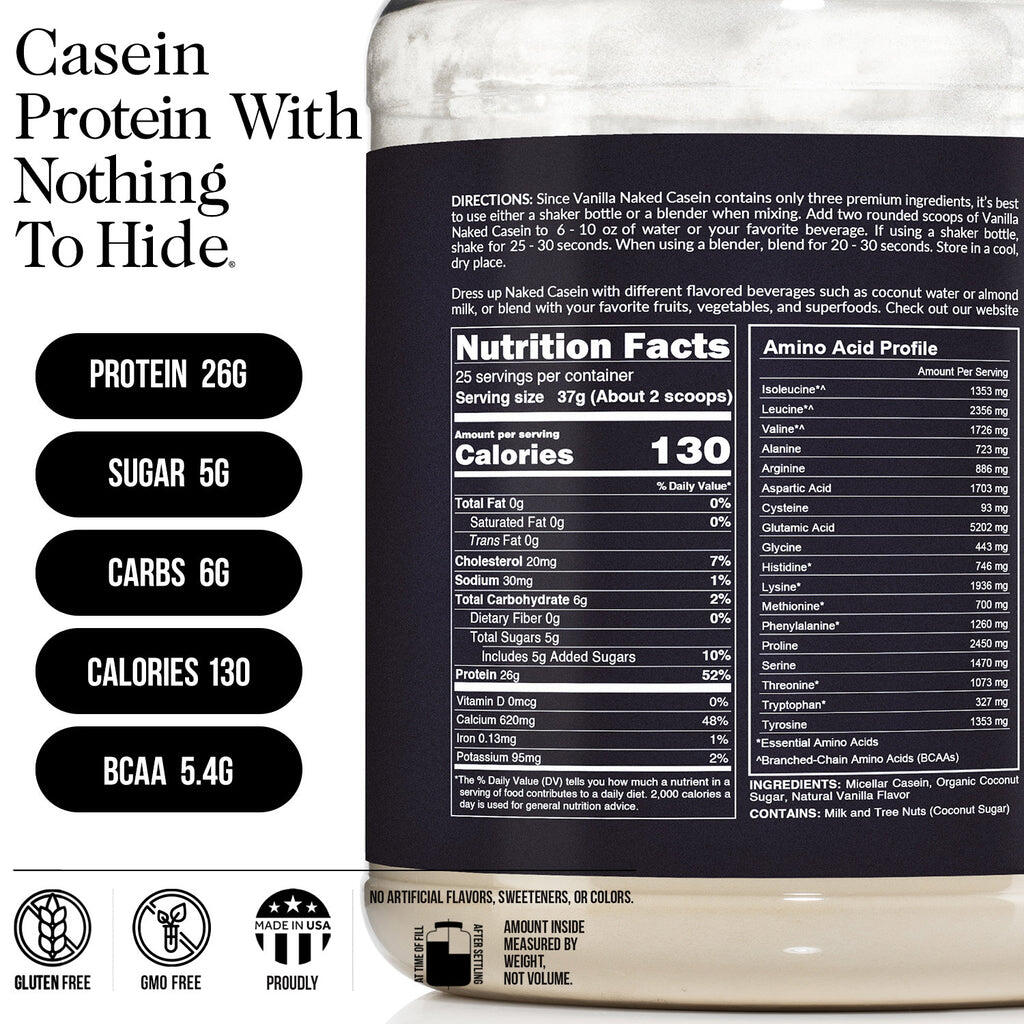 Vanilla Casein Protein Powder | Naked Vanilla Casein 2LB