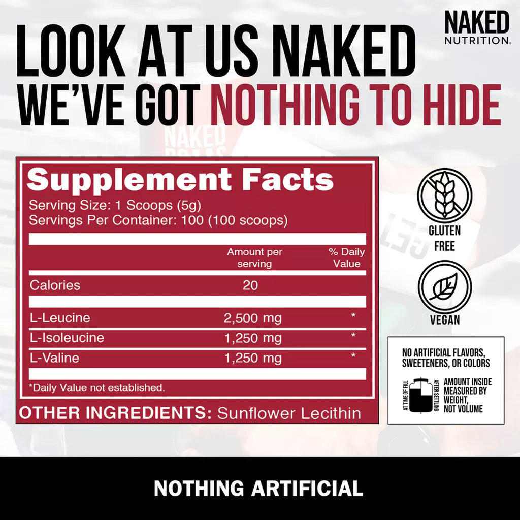 Branched Chain Amino Acids | Naked BCAAs - 100 Servings