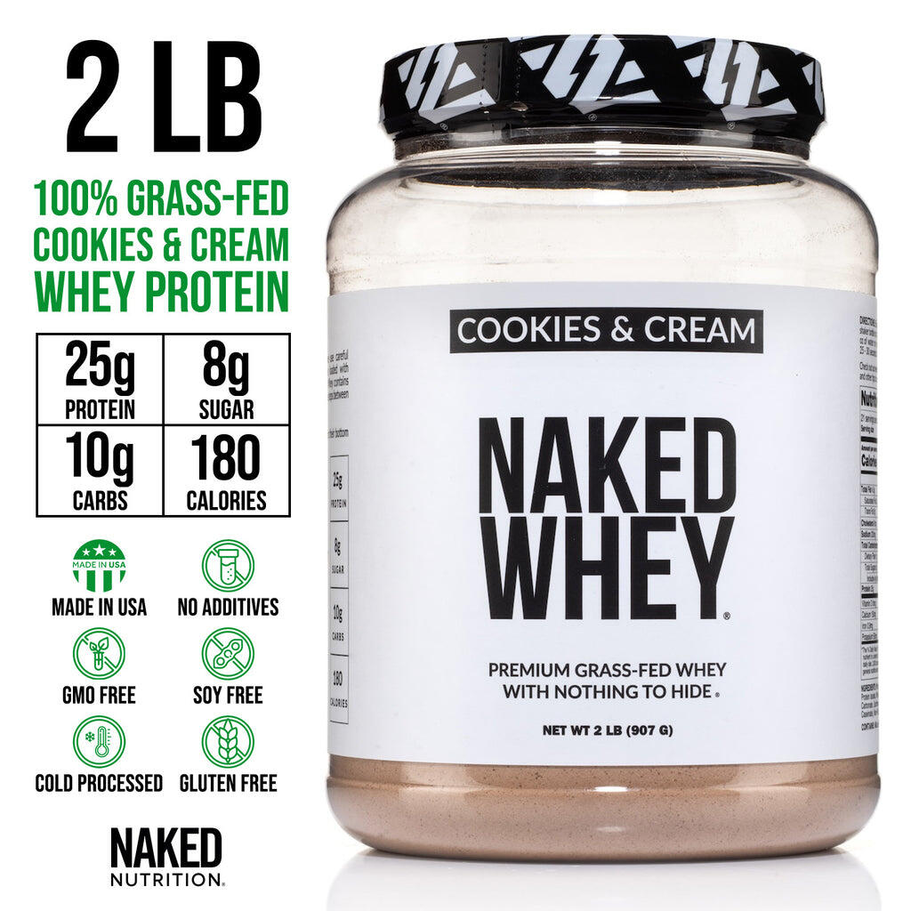 Proteína de suero en polvo con sabor a galletas y crema | Naked Whey - 2 libras