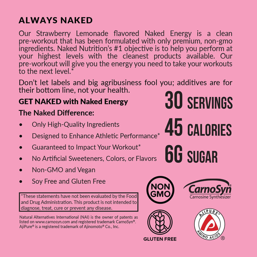 Strawberry Lemonade Pre Workout Supplement | Naked Energy - 30 Servings