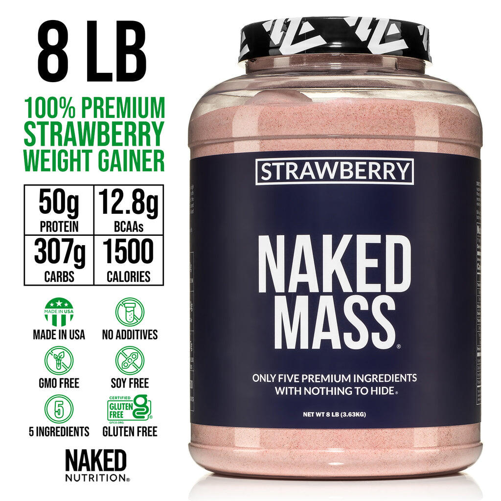 Strawberry Weight Gainer Protein Supplement | Naked Mass - 8LB