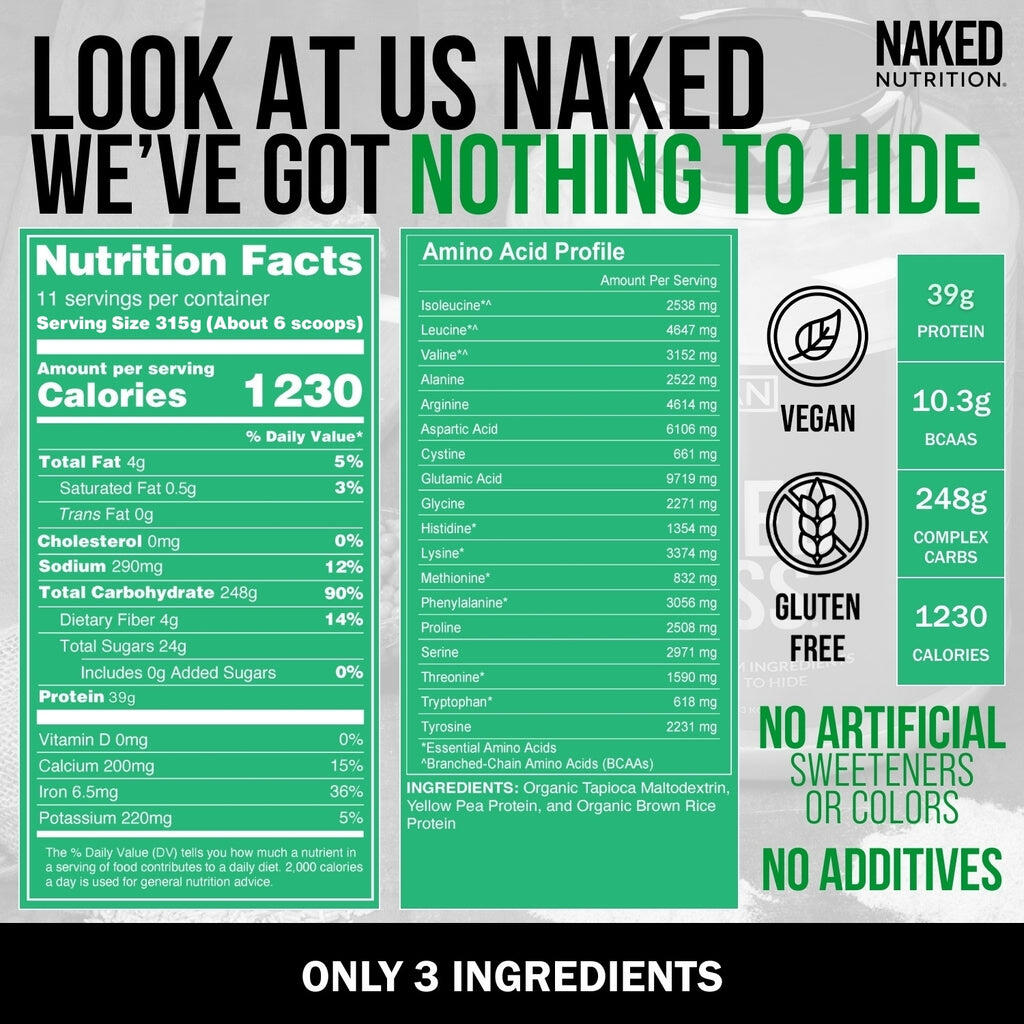 Vegan Weight Gainer Supplement | Naked Vegan Mass - 8LB