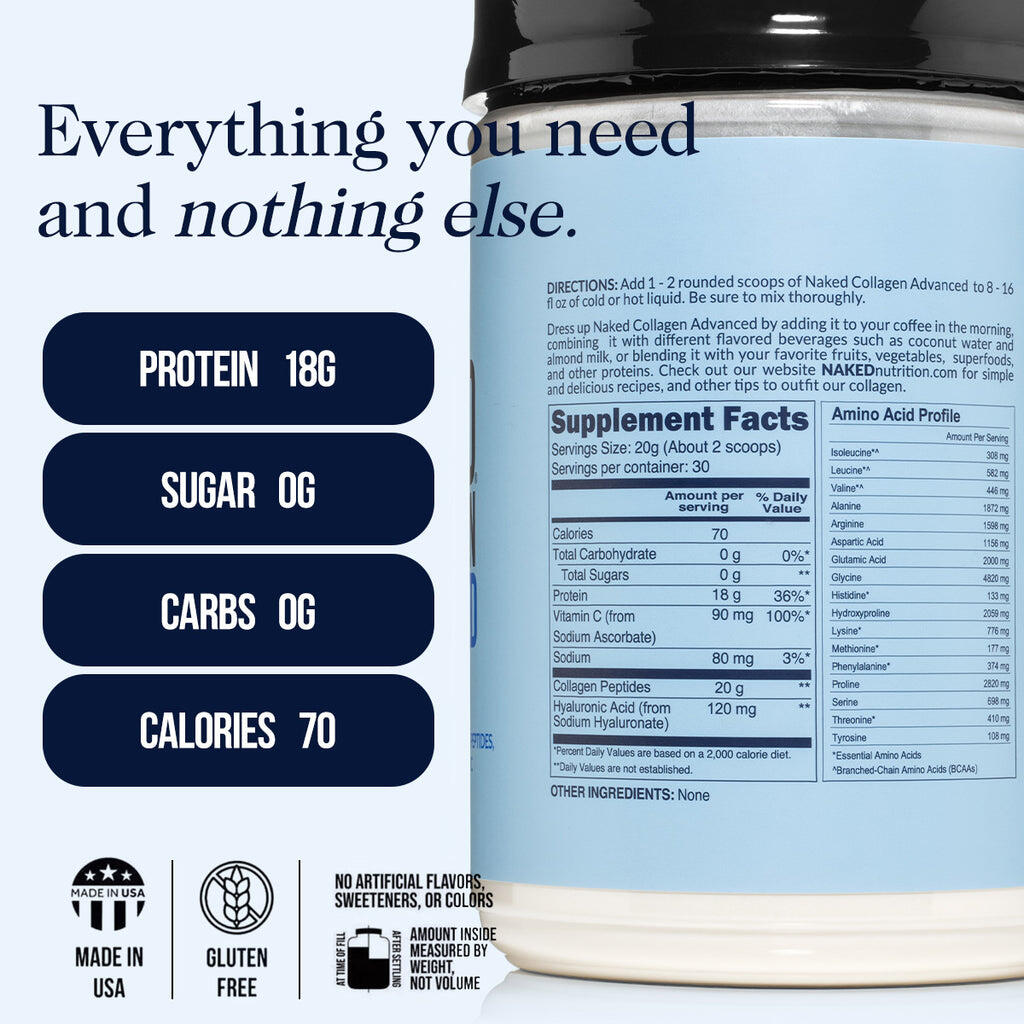 Proteína en polvo de péptidos de colágeno | Naked Collagen - 20 oz