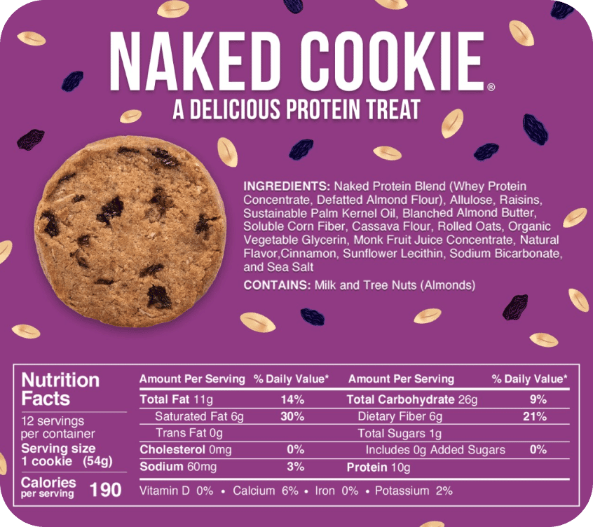 Oatmeal Raisin Protein Cookies | 12 Pack of Naked Cookies