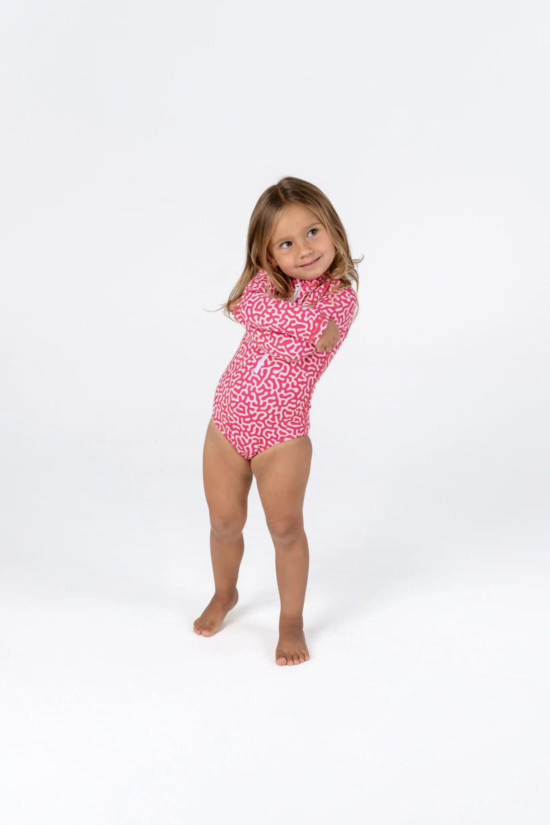 Girls Swimsuit Long Sleeve Coral Reef