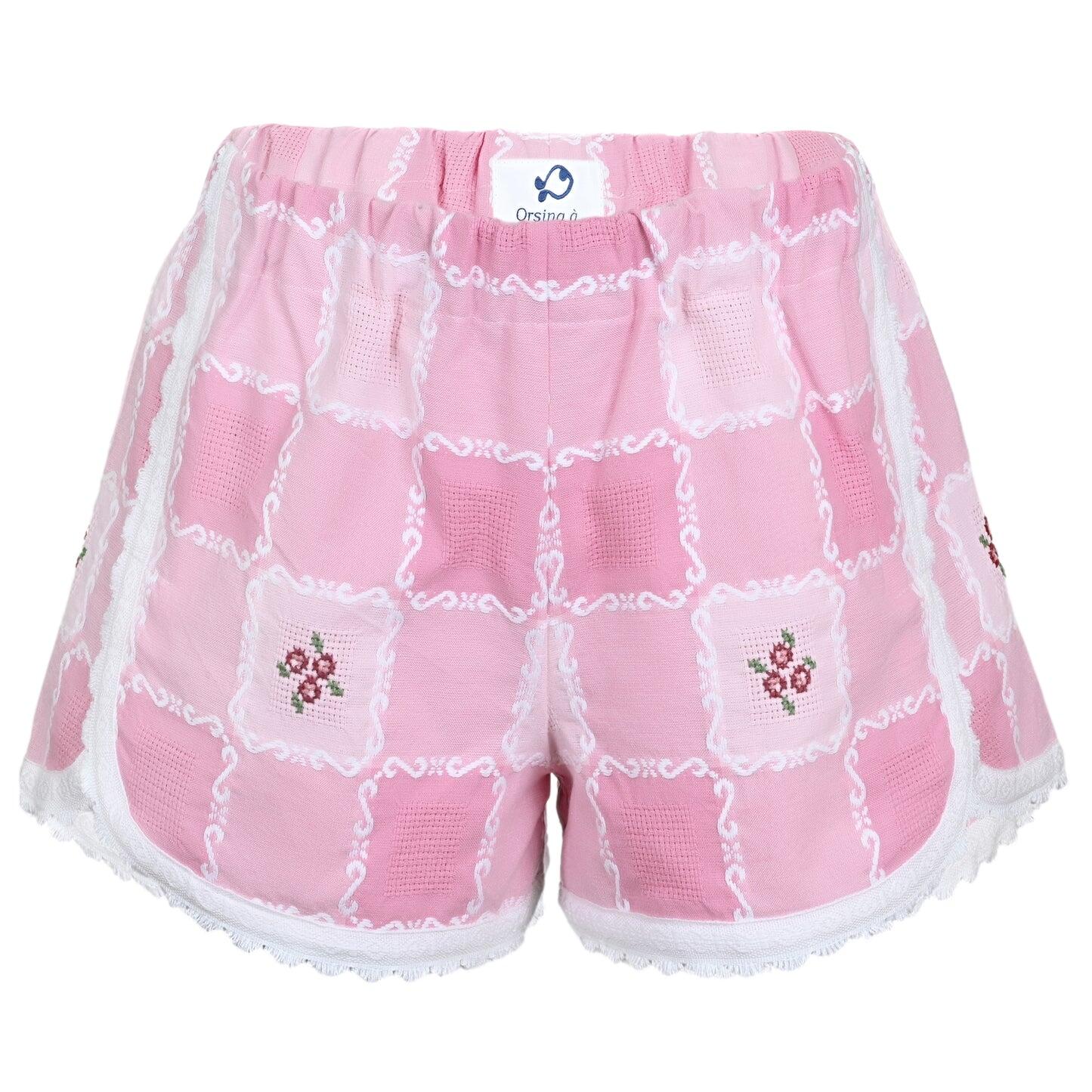 Orsina Cotton Shorts Pink Hues Check M - Shorts