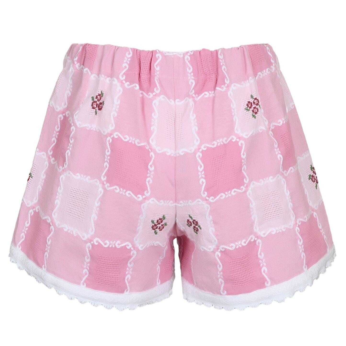 Orsina Cotton Shorts Pink Hues Check M - Shorts