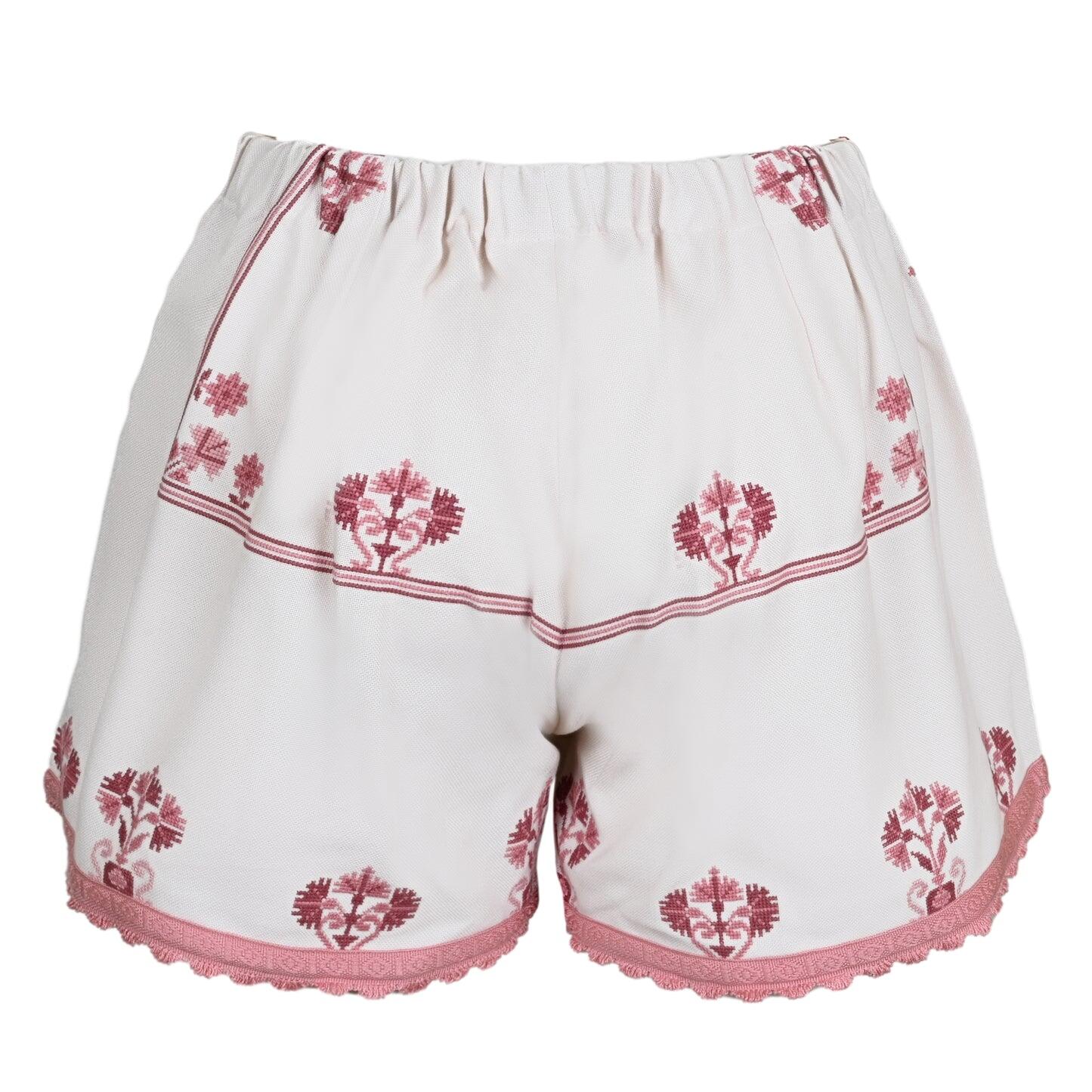 Orsina Cotton Shorts Pink Trim Print L - Shorts