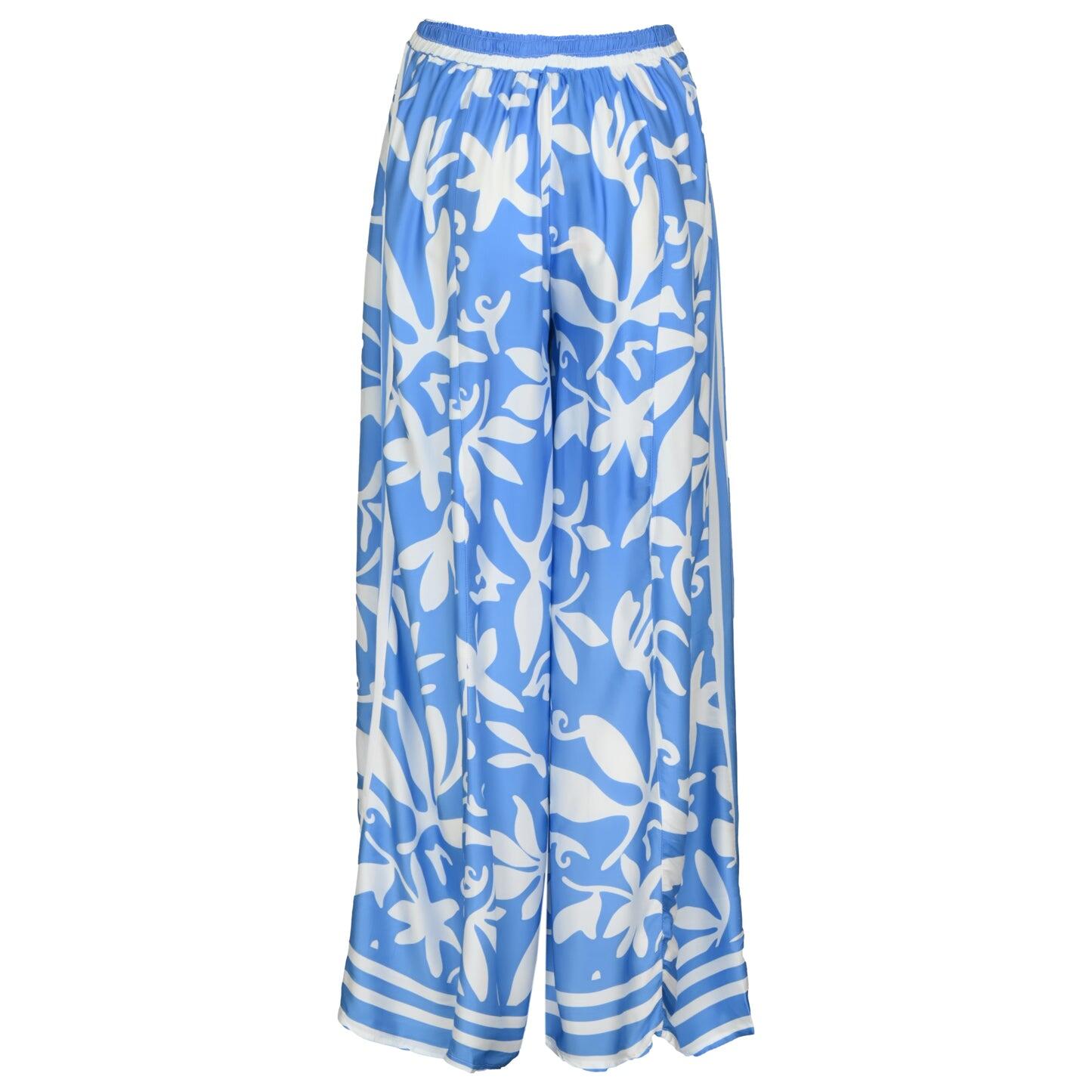 Summer Breeze Print Satin Pants - Bottoms