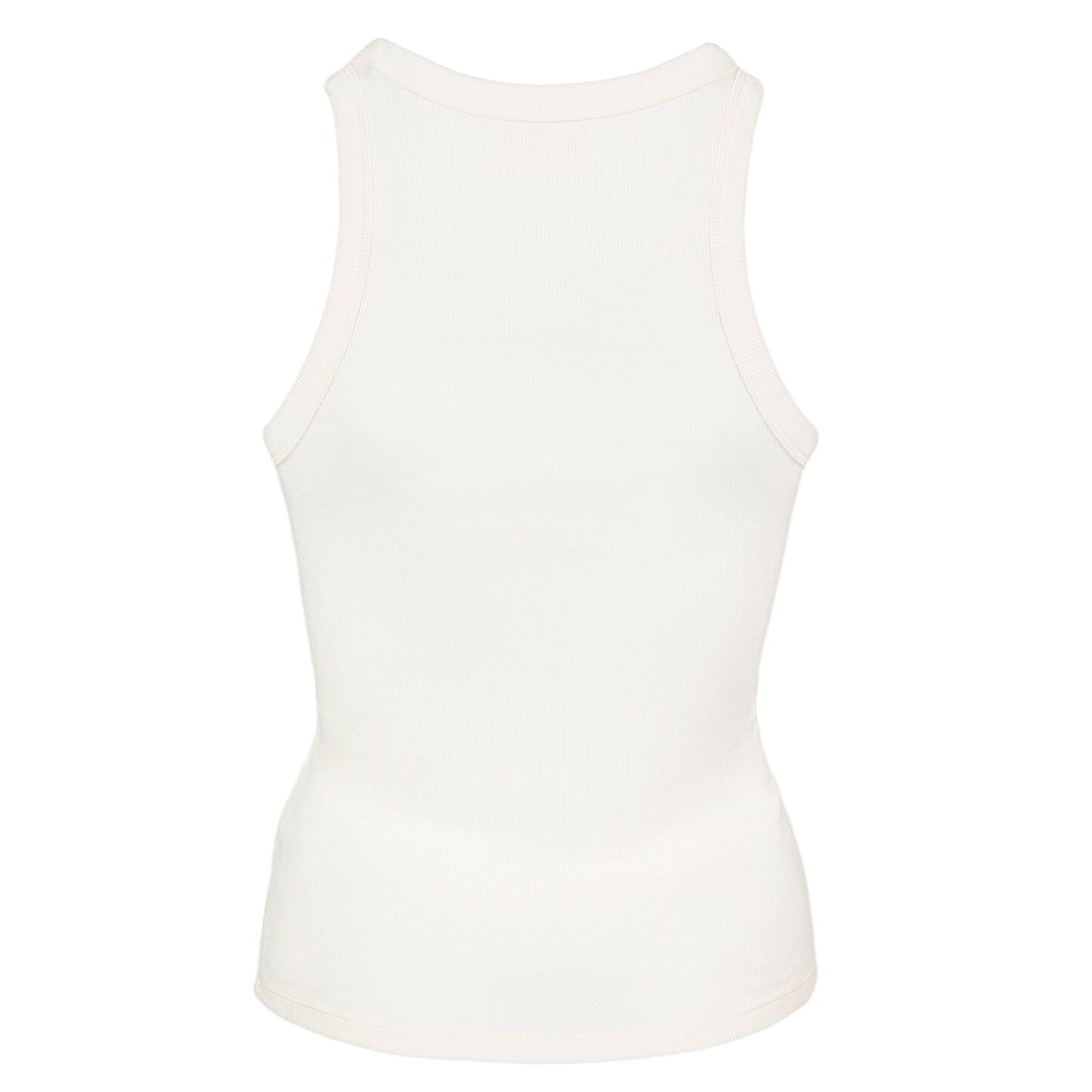 Ada Single Shoulder Rib Top White - Top