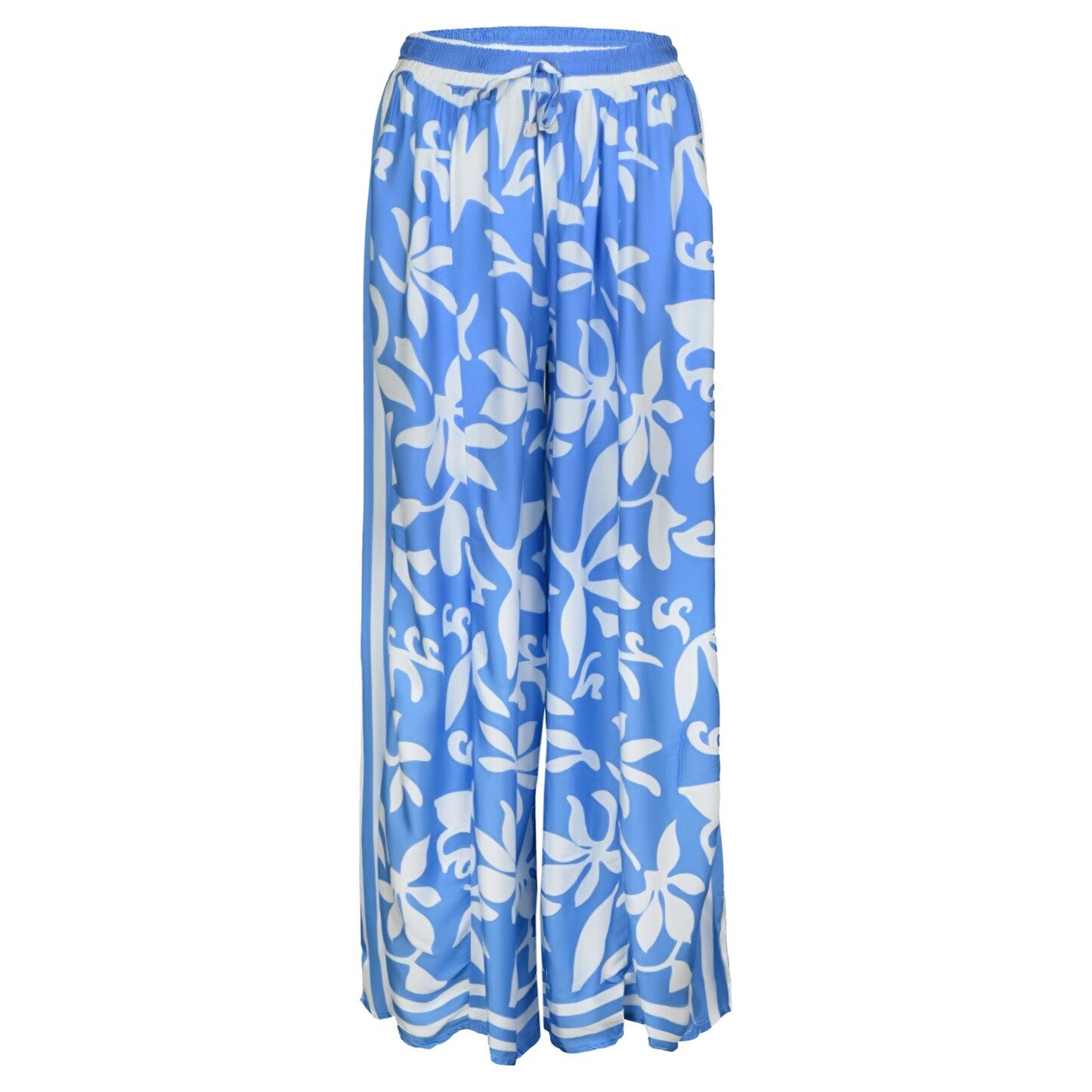 Summer Breeze Print Satin Pants - Bottoms