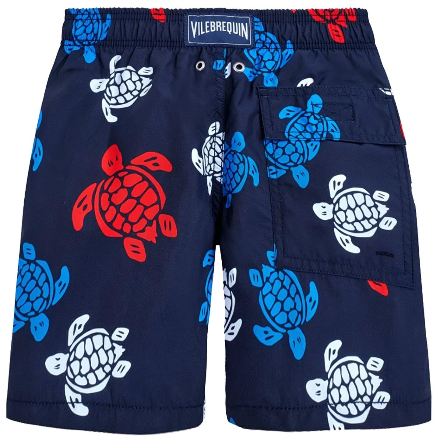 Men Long Swim Shorts Ronde des Tortues Navy Blue - Men’s Swim Shorts