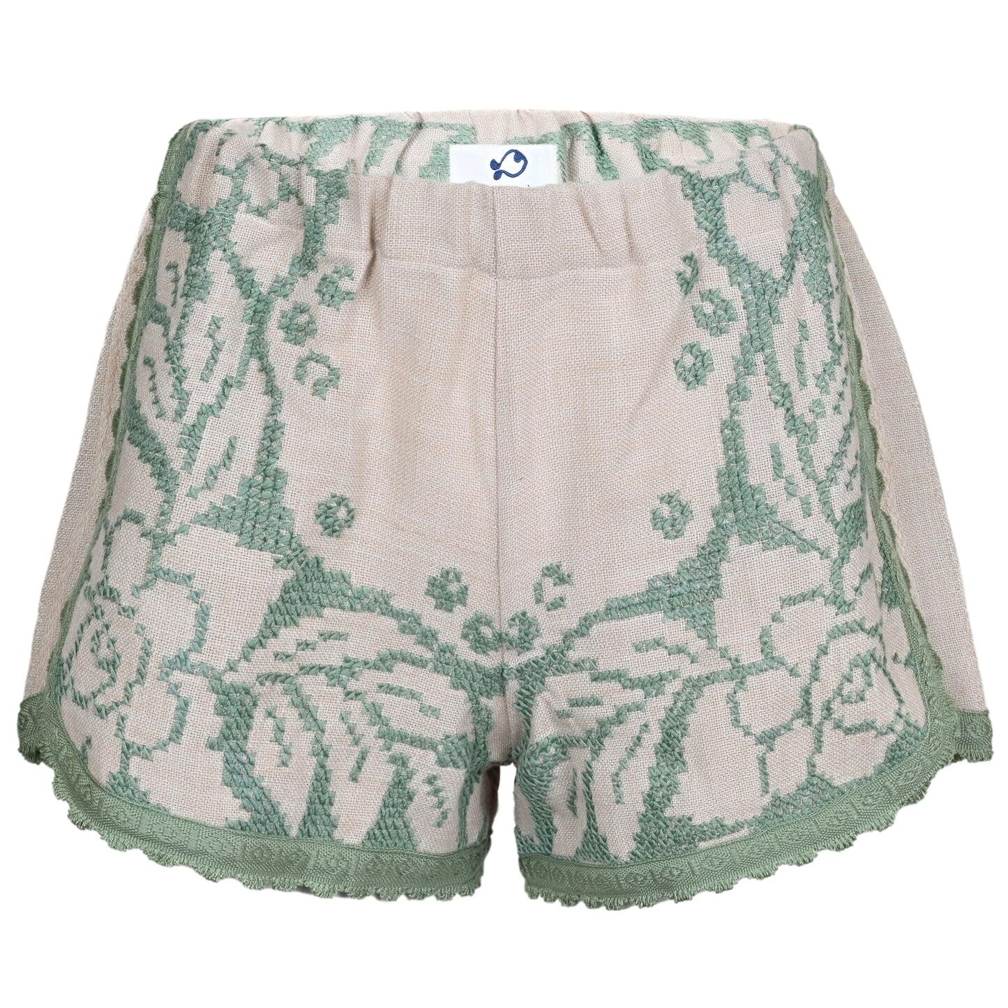 Orsina Cotton Shorts Duck Egg Blue Print M