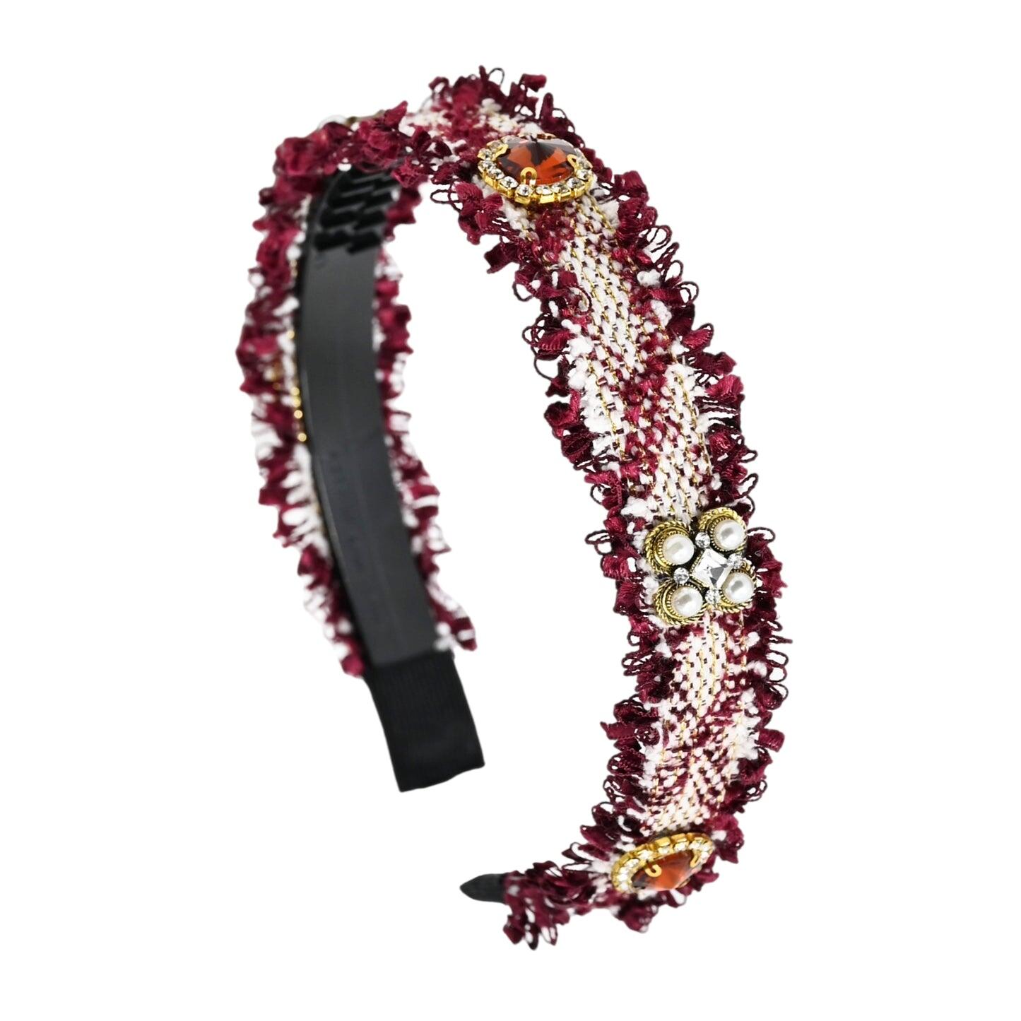 Woolen Gem Headband Red - Hair Accesories