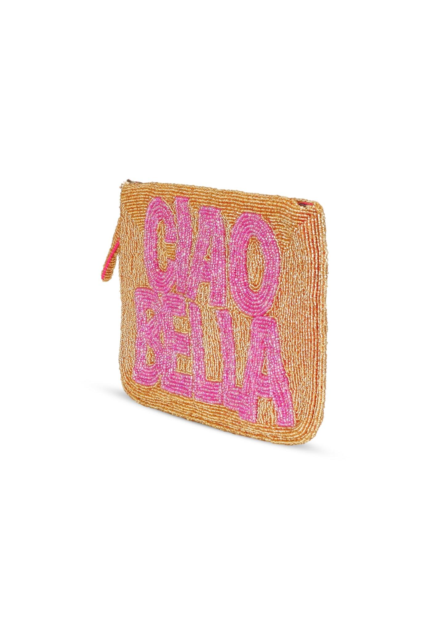 Ciao Bella Beaded Clutch Gold/Pink - Bag