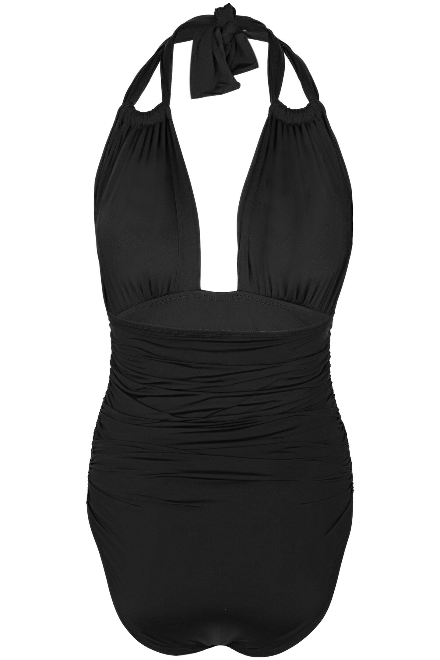 Bio Ruched Halter One Piece Black - One Piece